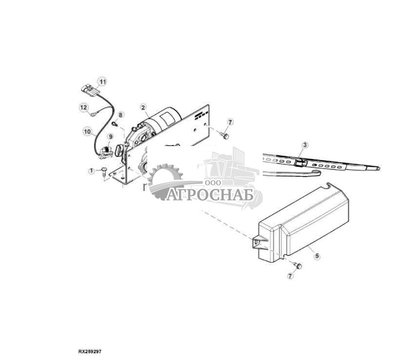 Узел двигателя стеклоочистителя ветрового стекла, задний 